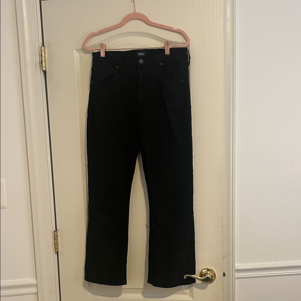 Citizens Of Humanity cropped black Straight Leg Jeans.